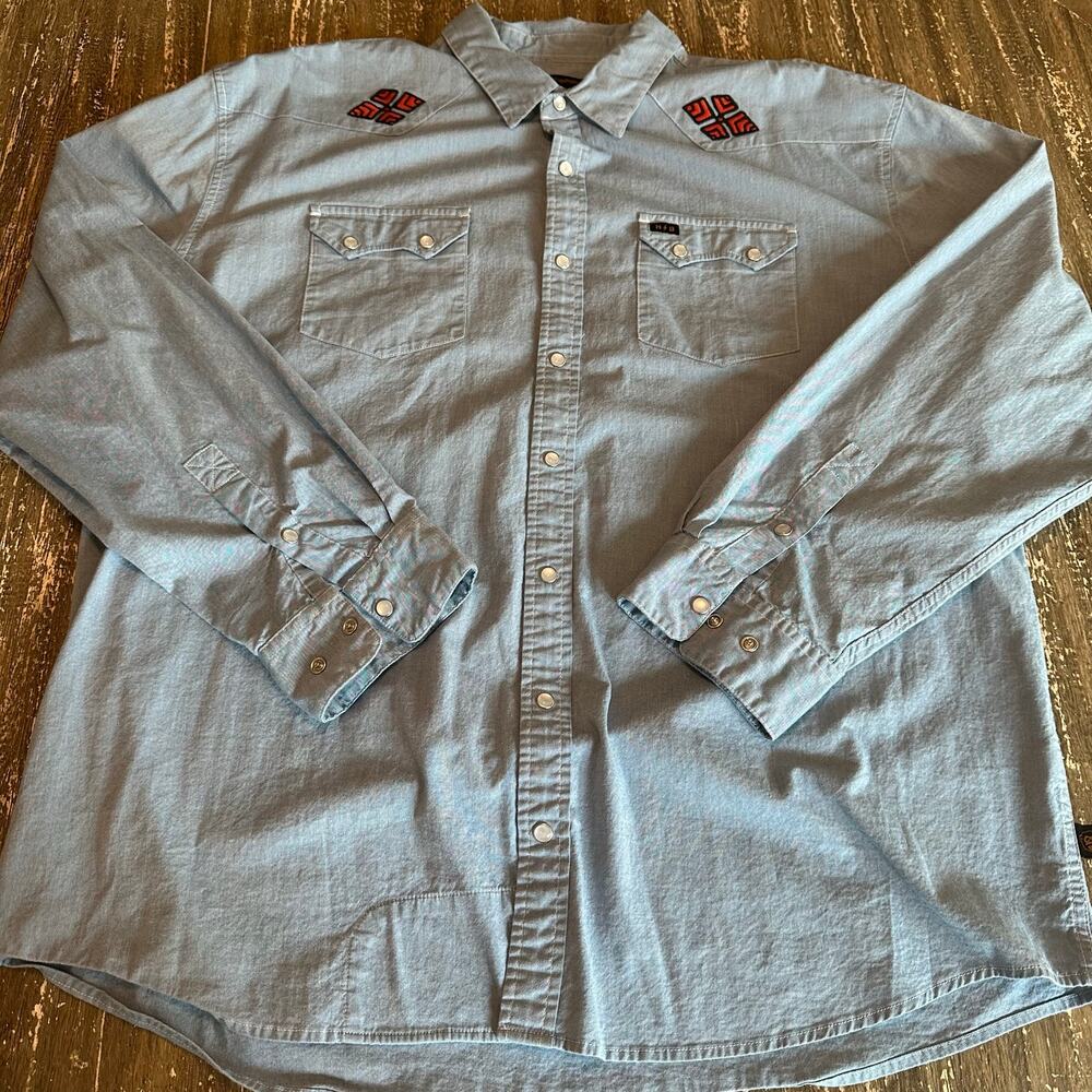 Howler Brothers Crosscut Deluxe Pearl Snap Shirt Embroidered Long Sleeve Men XXL